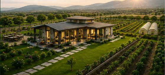 Cighu Agro Farm modern farmhouse and cultivated orchard landscape