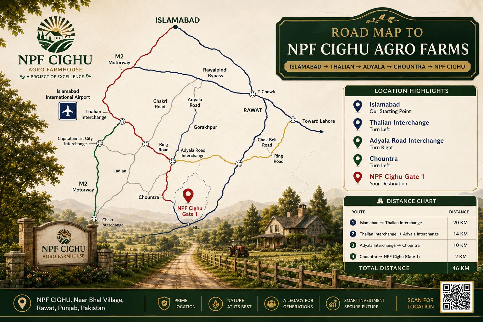 Promotional road map from Islamabad to NPF Cighu Gate 1 near Bhal Village